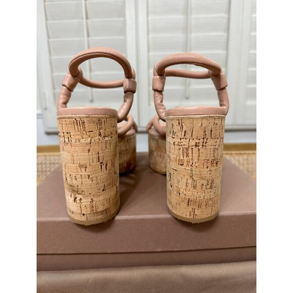 Gianvito Rossi Leather Wedge Sandals Nappa Peach Size 8 US 38 EU NIB Platforms - Picture 10 of 14
